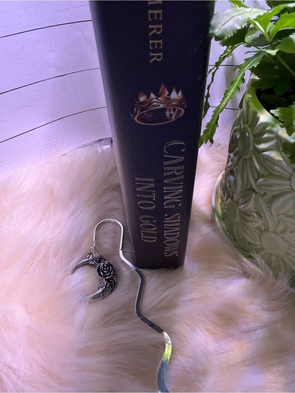 Crescent Moon Rose Silver Bookmark - Picture 2 of 2